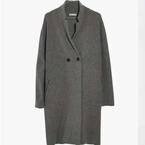 Madewell double breasted sweater coat heather grey wool cozy peacoat